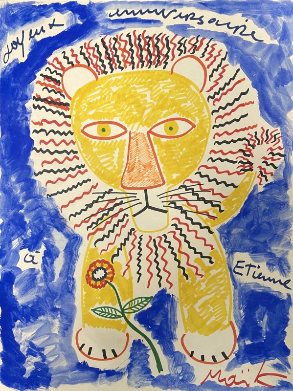Henri Hecht MAIK (1922-1993) : Le lion et la fleur