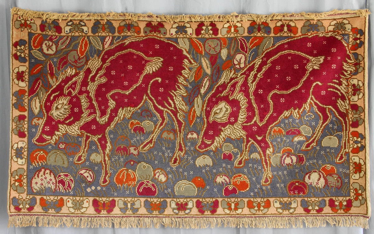 Georges Manzana-pissarro (1871-1961) - Tapestry - Two Warthogs And Frieze