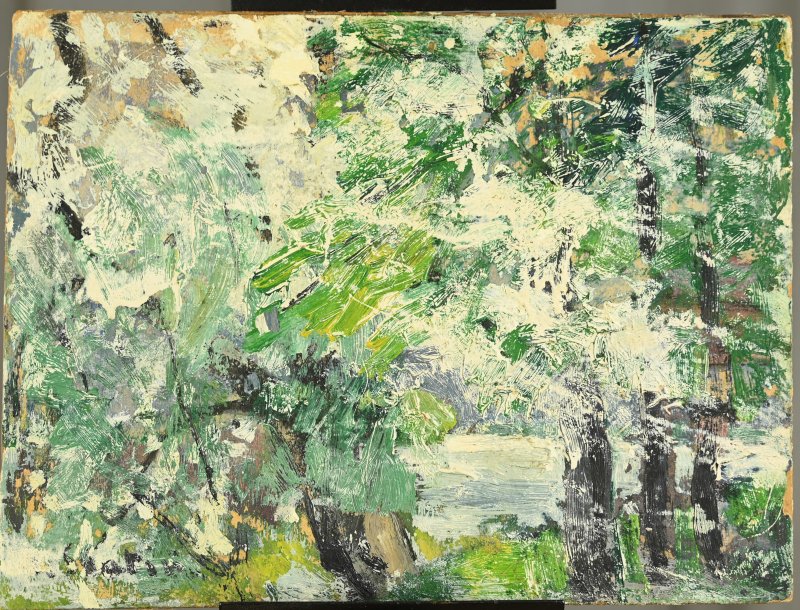 René SAUTIN (1881-1968) : Le coin du jardin, pommier en fleurs-photo-4