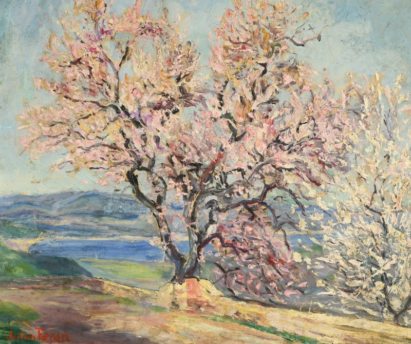 Julien FERON (1864-1944) : Amandier en fleurs à Gassin-photo-2