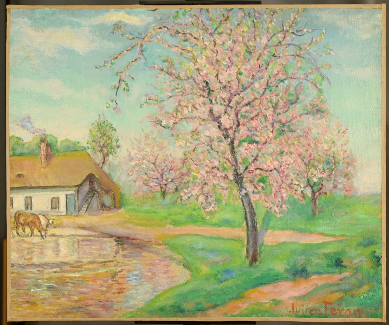 Julien FERON (1864-1944) : Cerisier en fleurs en normandie-photo-3