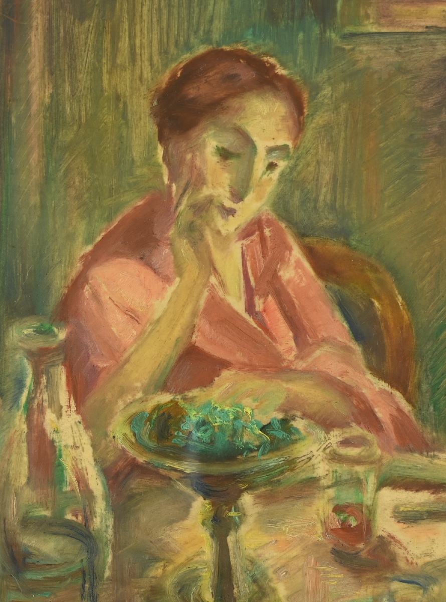 French School (19th-20th): Femme Attablée-photo-3