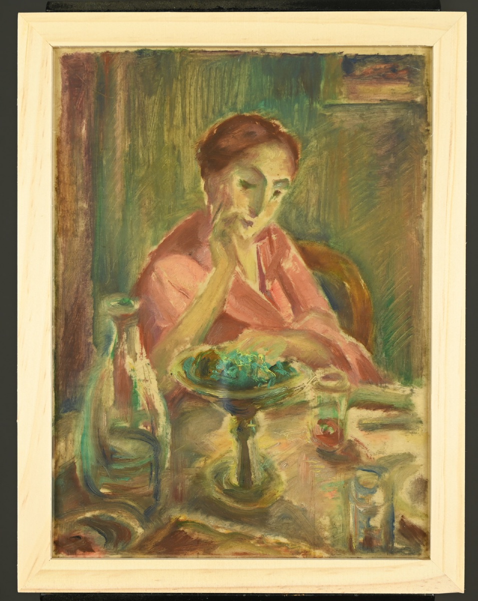 French School (19th-20th): Femme Attablée-photo-1