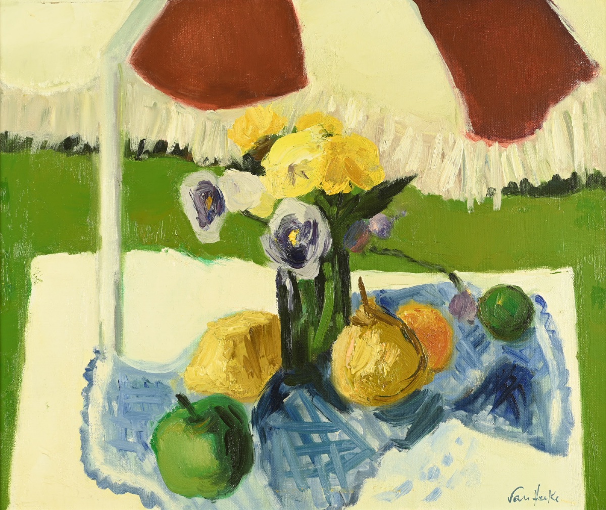 Arthur Van Hecke (1924–2003) - Fruit On A Table Under A Parasol