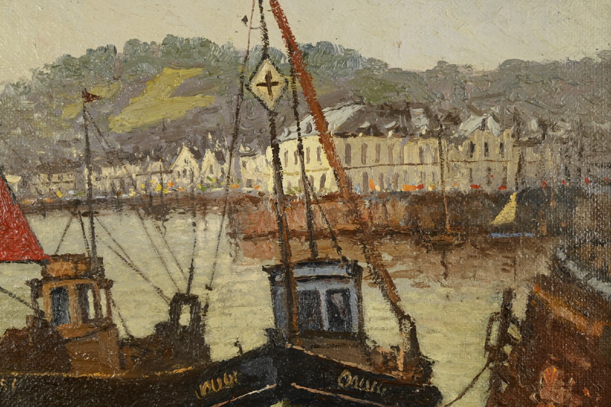  Maurice TELLIER (XX) Honfleur, l'entrée du port-photo-1