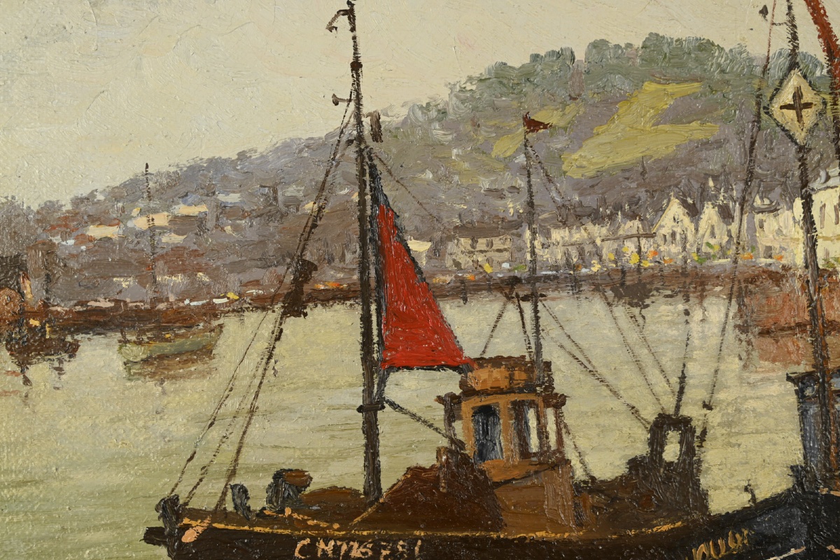  Maurice TELLIER (XX) Honfleur, l'entrée du port-photo-2