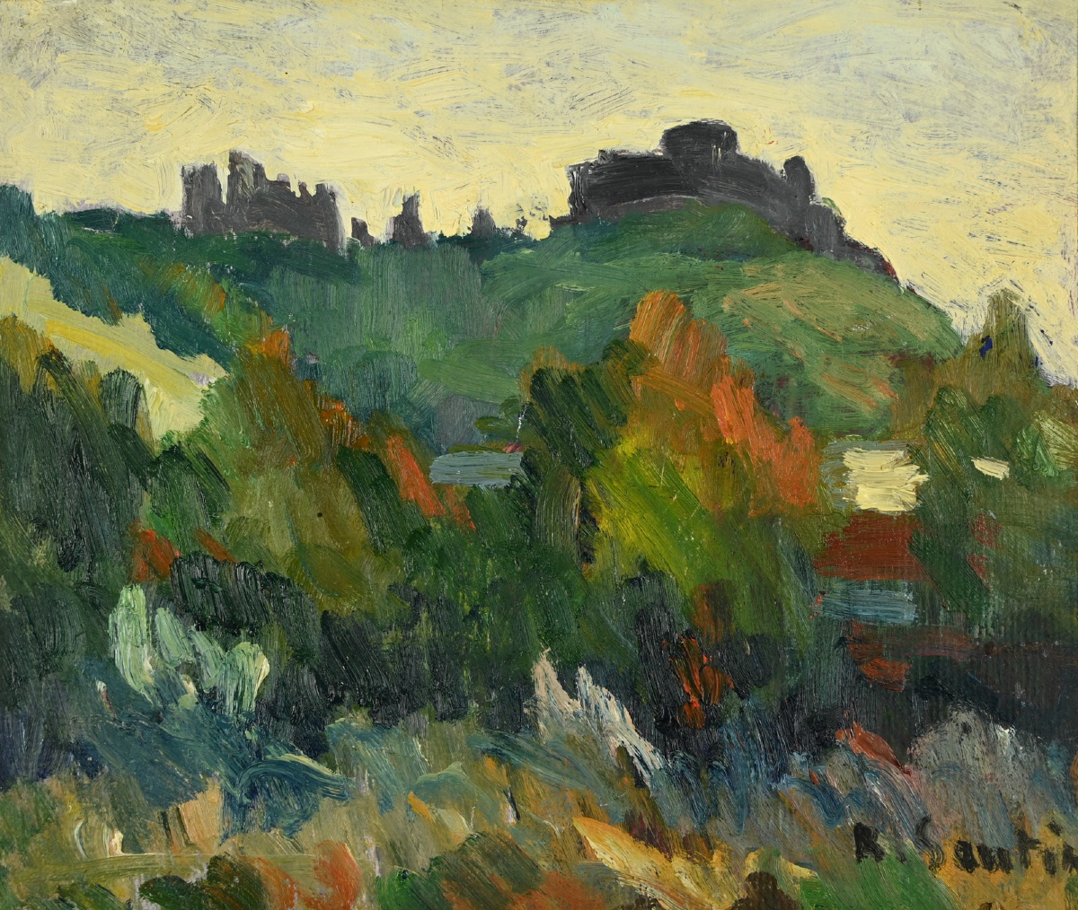 René SAUTIN (1881-1968)  : Contre‑jour sur le Château Gaillard