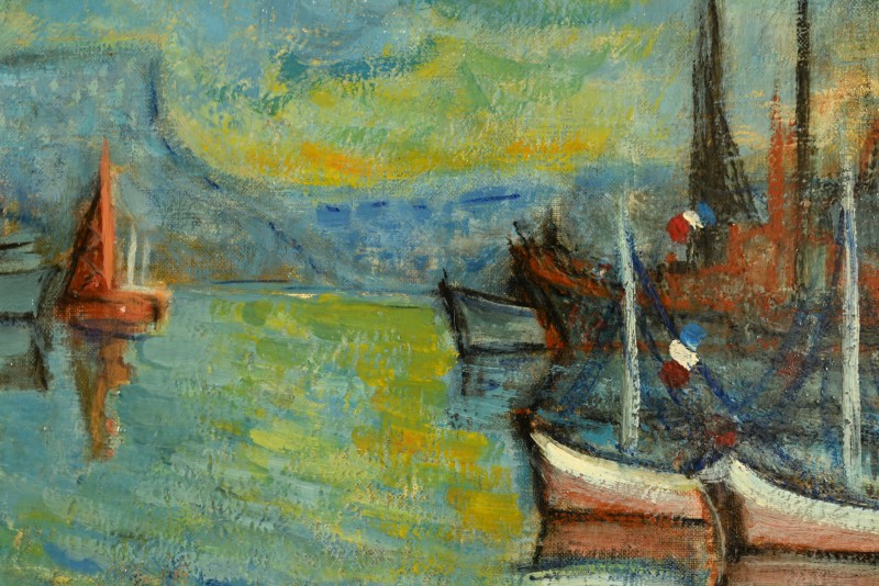 Yvonne APPENNINI (1928-1998) : Ciel d'orage sur le port-photo-4