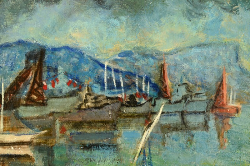Yvonne APPENNINI (1928-1998) : Ciel d'orage sur le port-photo-1