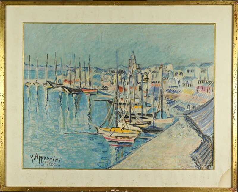 Yvonne APPENNINI (1928-1998) : Le port de Saint-Tropez-photo-3