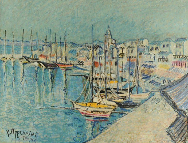 Yvonne APPENNINI (1928-1998) : Le port de Saint-Tropez-photo-4