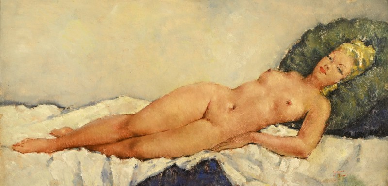 Georges Duc (xix-xx) Reclining Nude 
