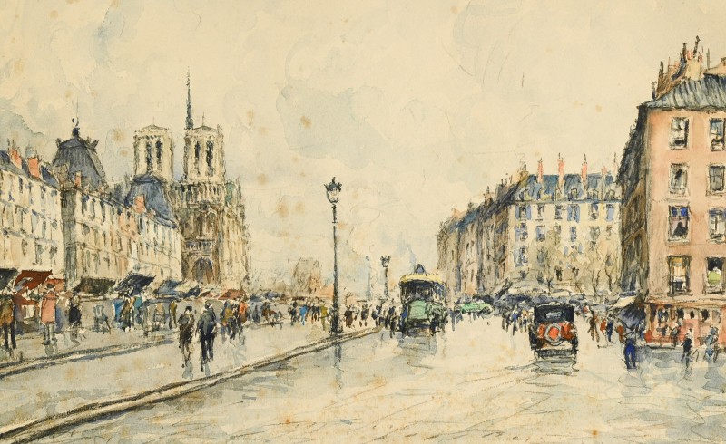 Georges Rose (1895-1951) :paris, The Bouquinistes And Notre Dame-photo-2