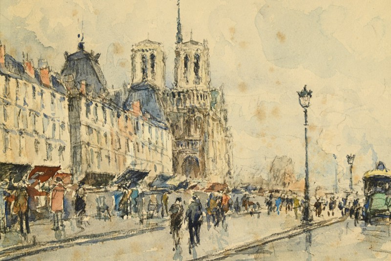 Georges Rose (1895-1951) :paris, The Bouquinistes And Notre Dame-photo-1