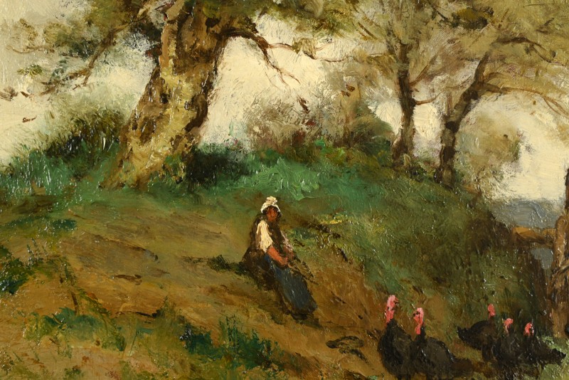Paul Désiré Trouillebert (1829 – 1900) :peasant Woman Under A Tree-photo-3