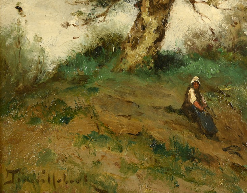 Paul Désiré Trouillebert (1829 – 1900) :peasant Woman Under A Tree-photo-4