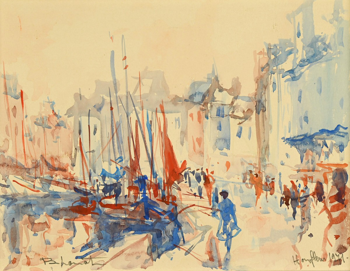 Bernard LORIOT (1925 – 1998) : Les quais à Honfleur