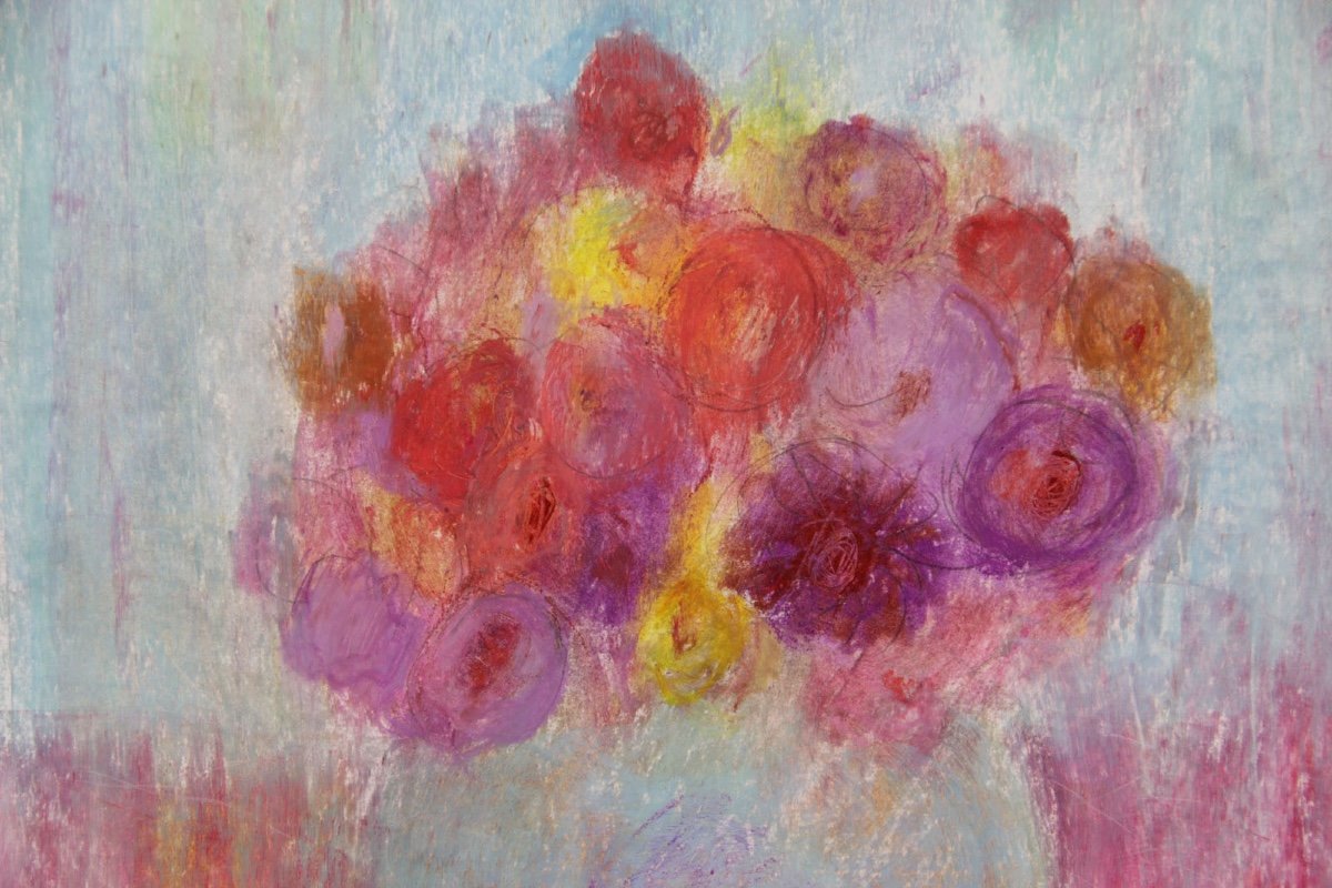 Lyne Seybel: Bouquet Au Vase Bleu-photo-4