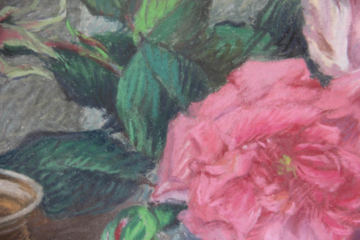 Hippolyte Madelaine (1871-1966): Vase Of Roses-photo-1