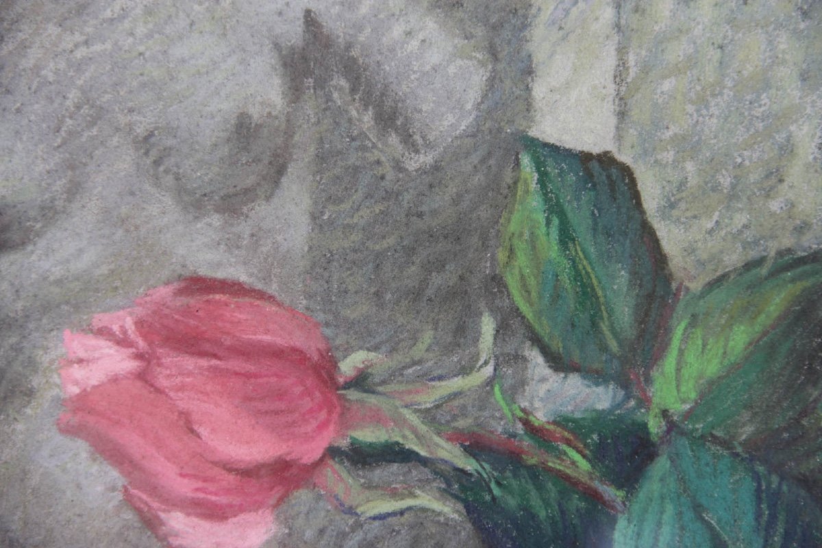 Hippolyte Madelaine (1871-1966): Vase Of Roses-photo-2