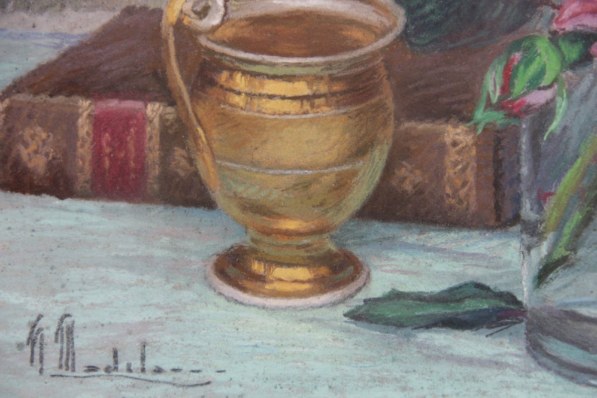 Hippolyte Madelaine (1871-1966): Vase Of Roses-photo-4