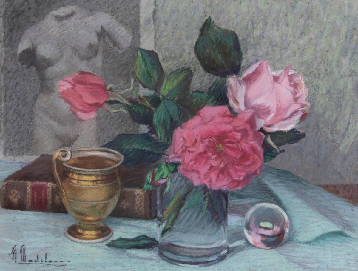 Hippolyte Madelaine (1871-1966) : Vase De Roses