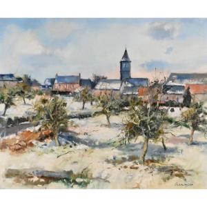 Marcel Cramoysan (1915-2007) - Neige à Quévreville La Poterie