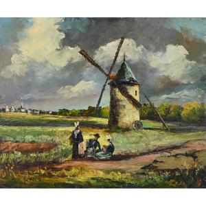 René Lorotte (1920 - 1985): The Old Mill In Pornic
