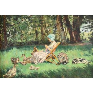 Joseph Ferdinand GUELDRY (1858-1945)  Ghislaine et ses amis