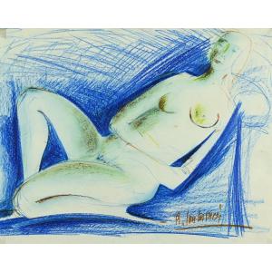  René COUTURIER (1933 - 2008) Nu bleu