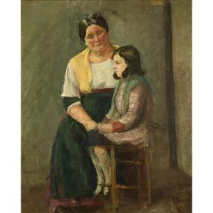  ANONYME 19e Femme et enfant 