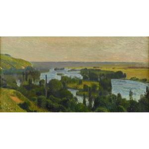  Joseph DELATTRE (1858 - 1912): La Seine vue de la côte de Bonsecours