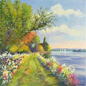 Christiane STENFORT (née en 1940) : Printemps à Saint-Martin-de-Boscherville