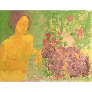 Lyne SEYBEL (1919-2009) : Nu aux fleurs