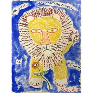 Henri Hecht MAIK (1922-1993) : Le lion et la fleur