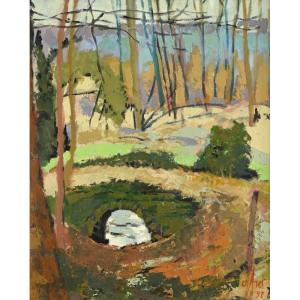 The Bridge In The Forest – Yves Offret (1946–2004) – Oil On Board, 1997