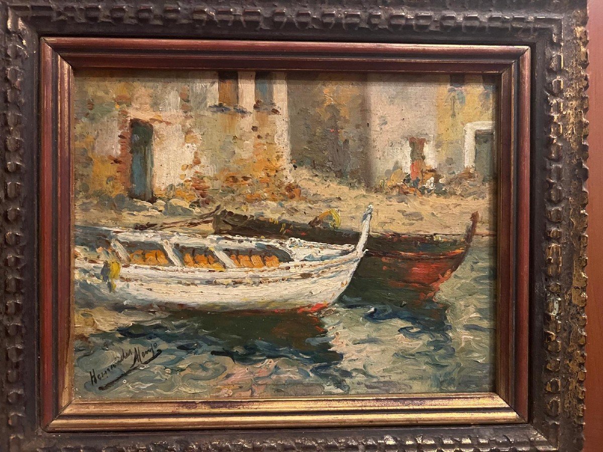 Tableau Espagnol Signé Hernandez Monjo 1862-1937-photo-1
