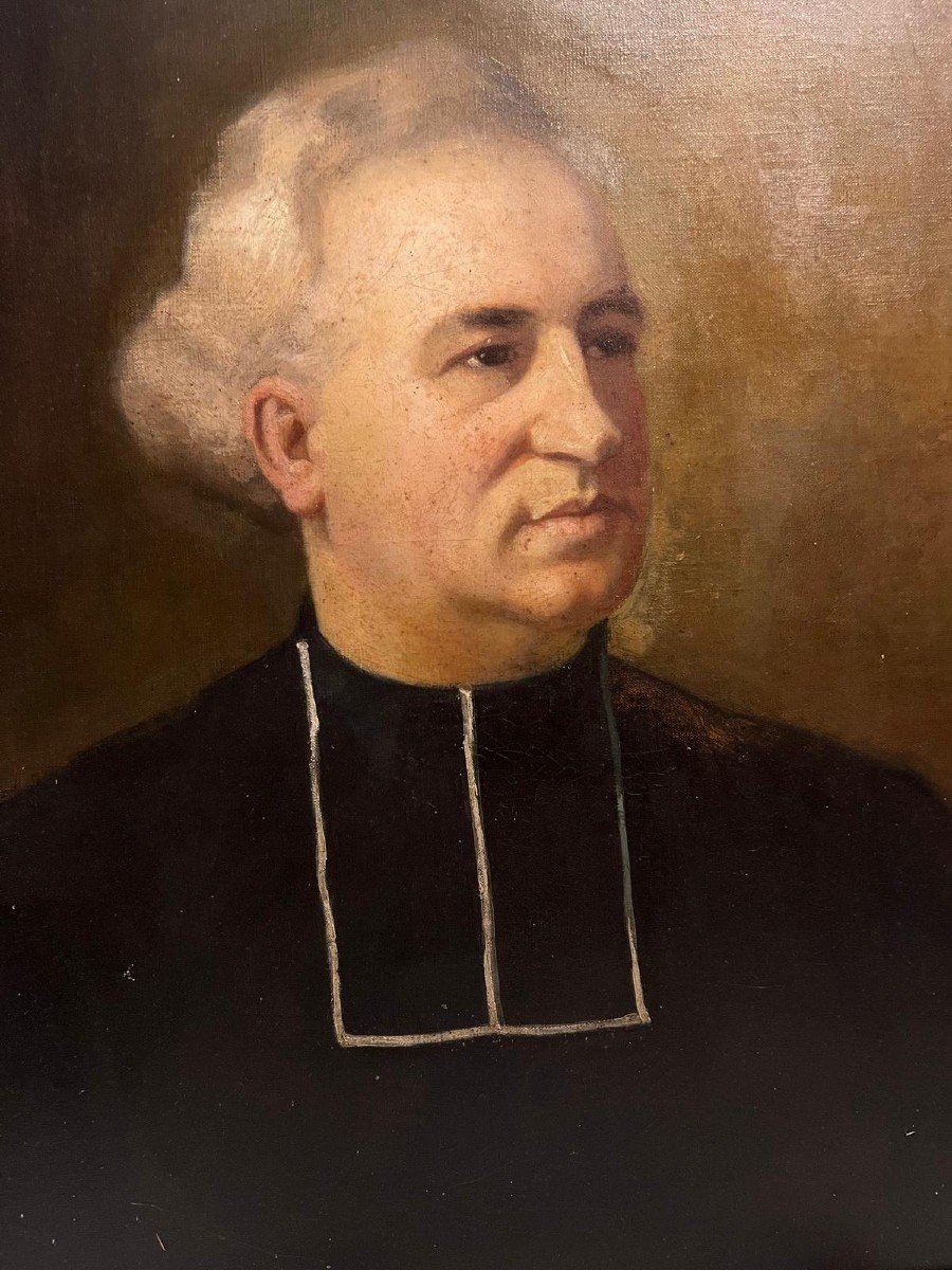 Painting Portrait Of Priest, Oil On Canvas. -photo-2