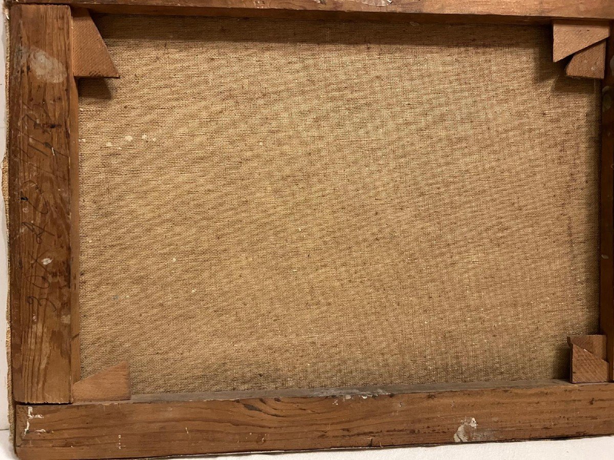 Tableau, Village Paysage,  Digne d'Un Bon Peintre,  Huile Sur Toile. -photo-4