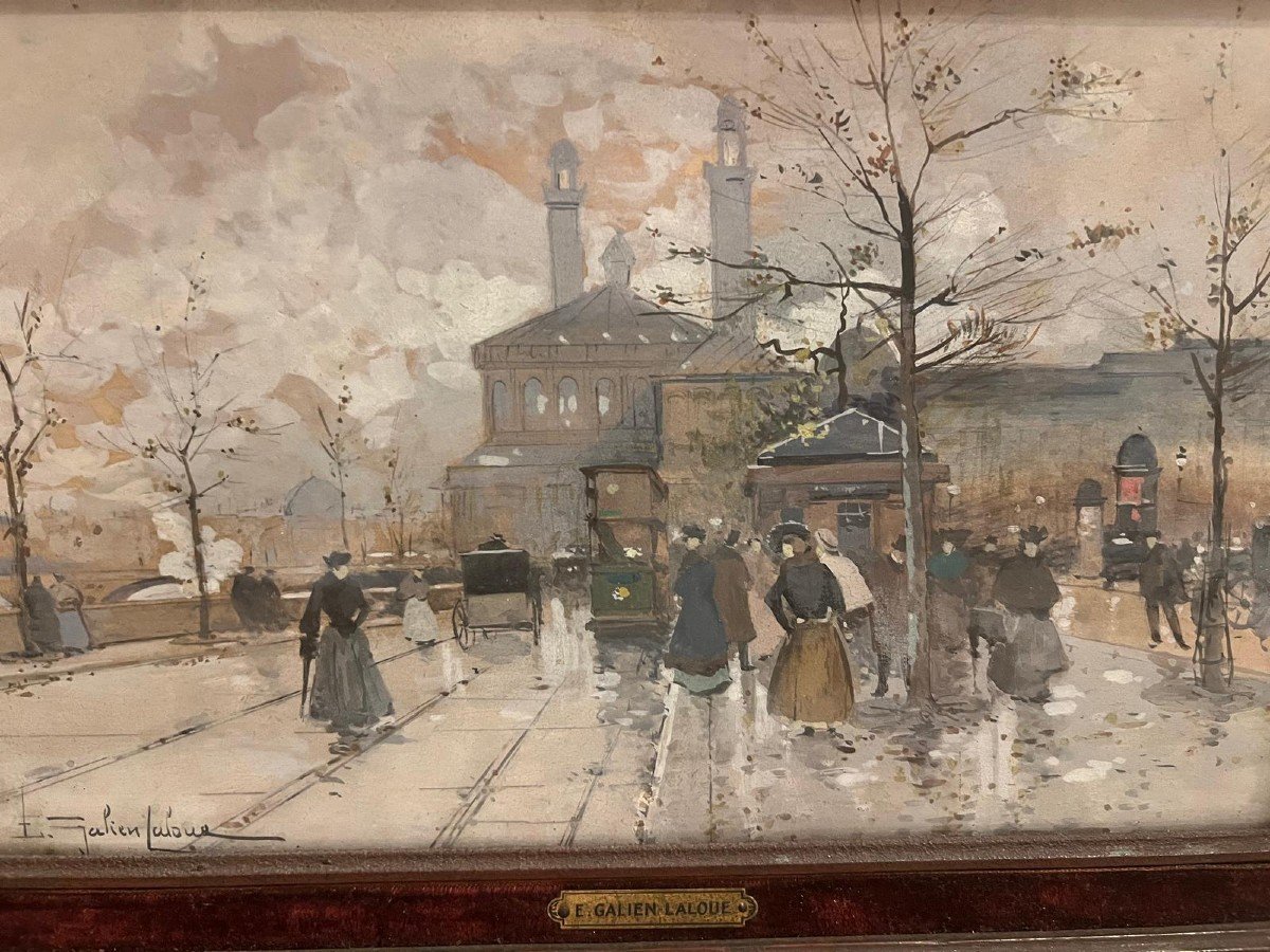 Tableau Signé Eugène Galien Laloue, Quai Conti Paris,  Gouache. -photo-2