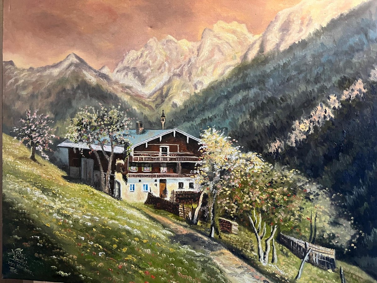 Tableau Signé W.  Ficher. Paysages de montagne. 