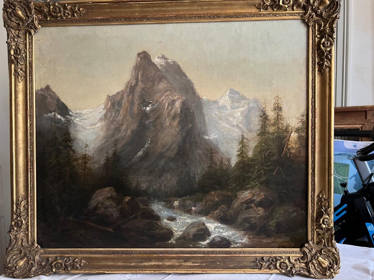 Mountain Landscape Painting, Very Pretty Frame.-photo-1