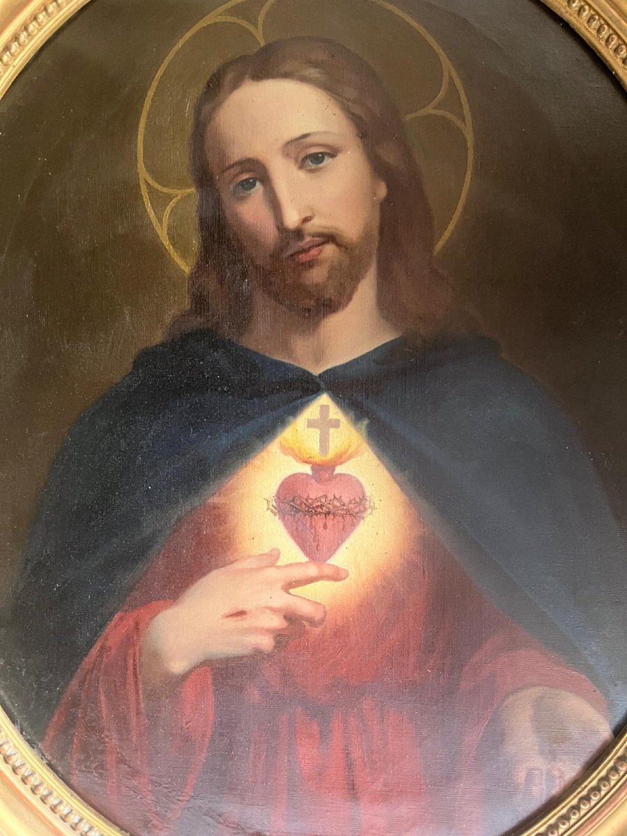 Tableau Jésus, Très Bon Cadre,19ème. -photo-3