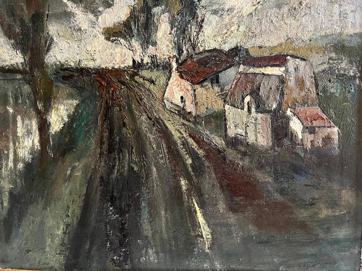Tableau Paysage  suiveur de Maurice  Vlaminck . Avant l'orage. -photo-2