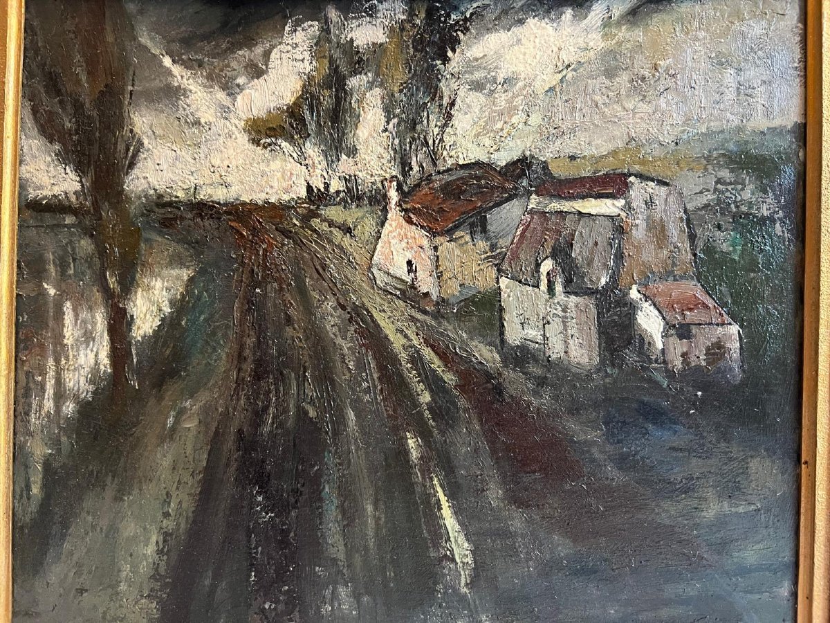 Tableau Paysage  suiveur de Maurice  Vlaminck . Avant l'orage. -photo-3