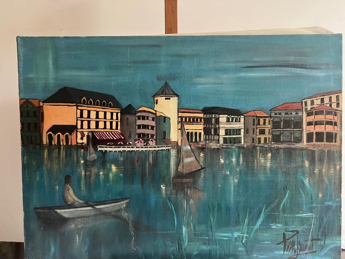 Tableau Venise  Signé Illisible  -photo-3