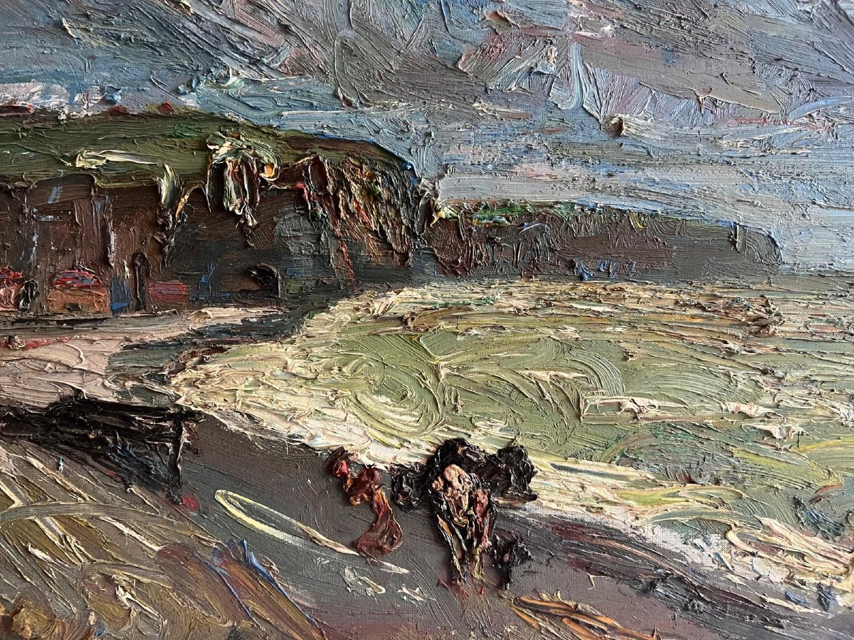 Tableau Bord  De Mer, Signé Illisible -photo-3
