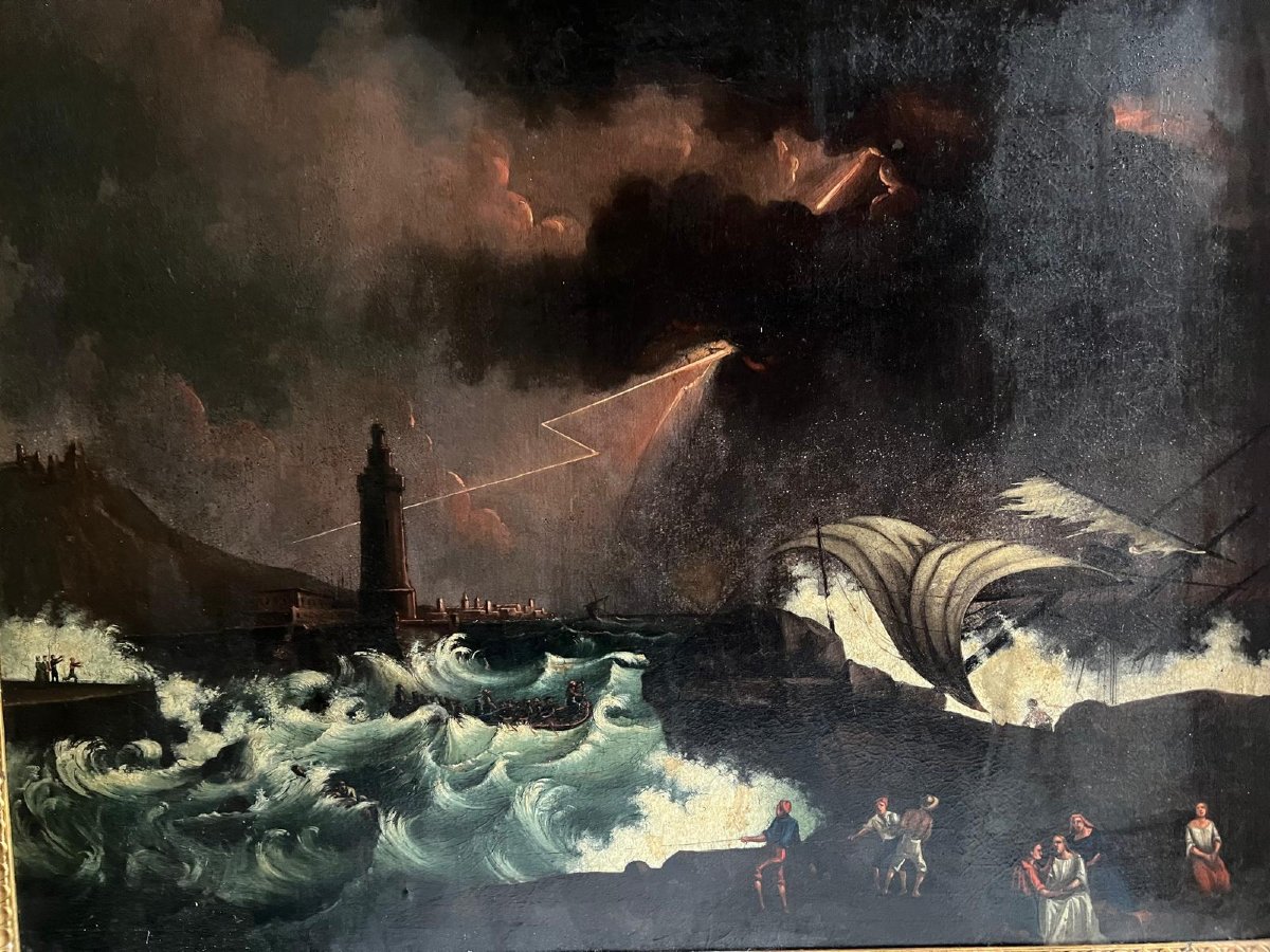 Painting By Vernet, The Cross Of Marseilles Agitated At The Port, -photo-2