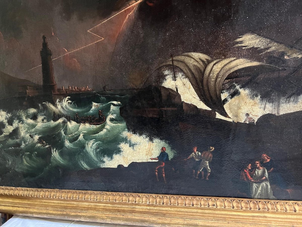 Painting By Vernet, The Cross Of Marseilles Agitated At The Port, -photo-5