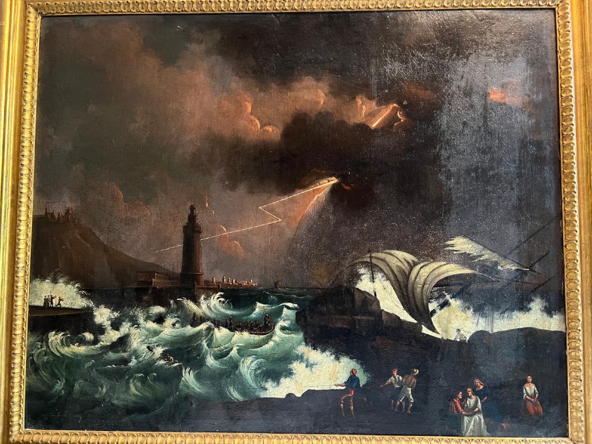 Painting By Vernet, The Cross Of Marseilles Agitated At The Port, 
